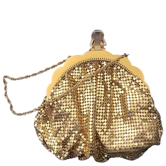 Whiting & Davis Co Gold Mesh Evening Bag With Rhinestone Clasp - Picture 5 of 15